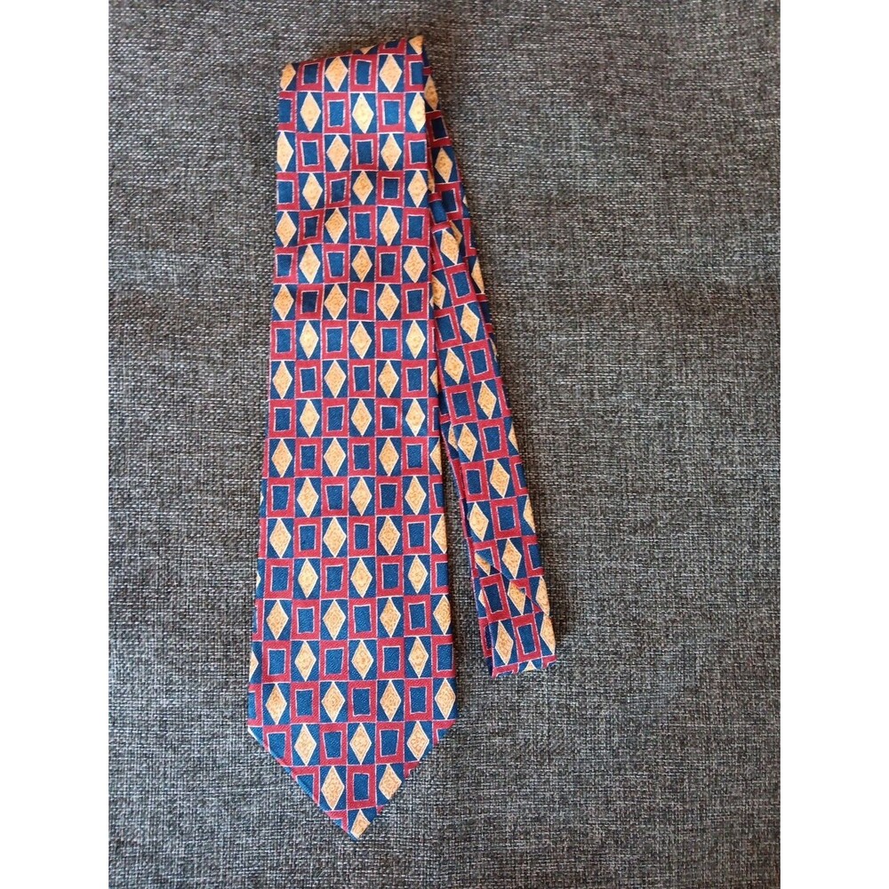 Tie 70s 80s 90s Y2K Mens Guess Silk Red Blue Beige 4 Wide 58 Long